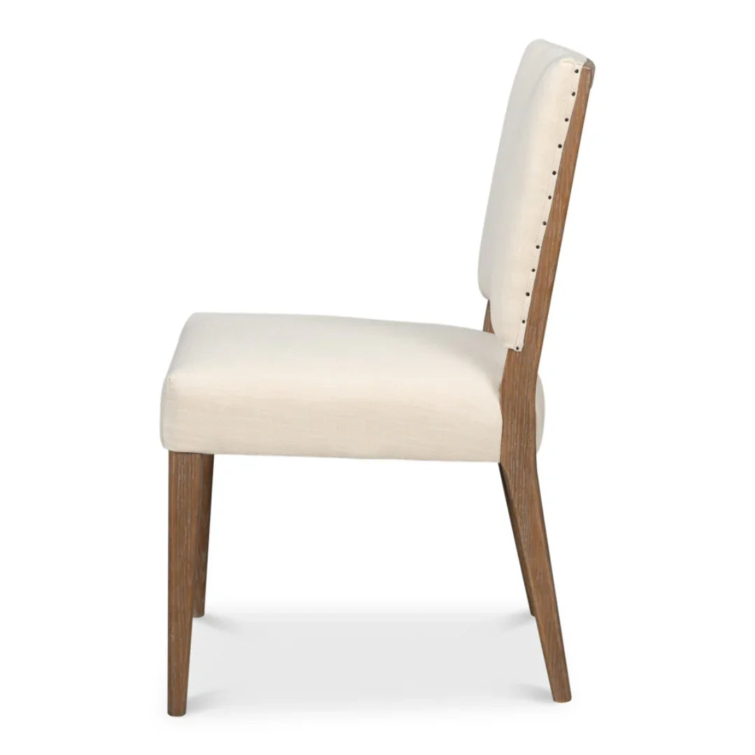 Sedia da pranzo in lino e rovere di metà secolo - Set di 2