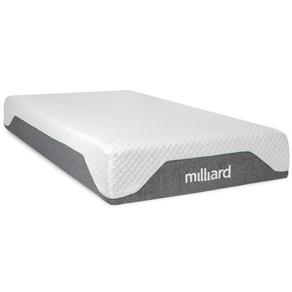 Materasso in memory foam Milliard da 10 pollici, rigido, Bed-in-a-Box/allevia la pressione, classico