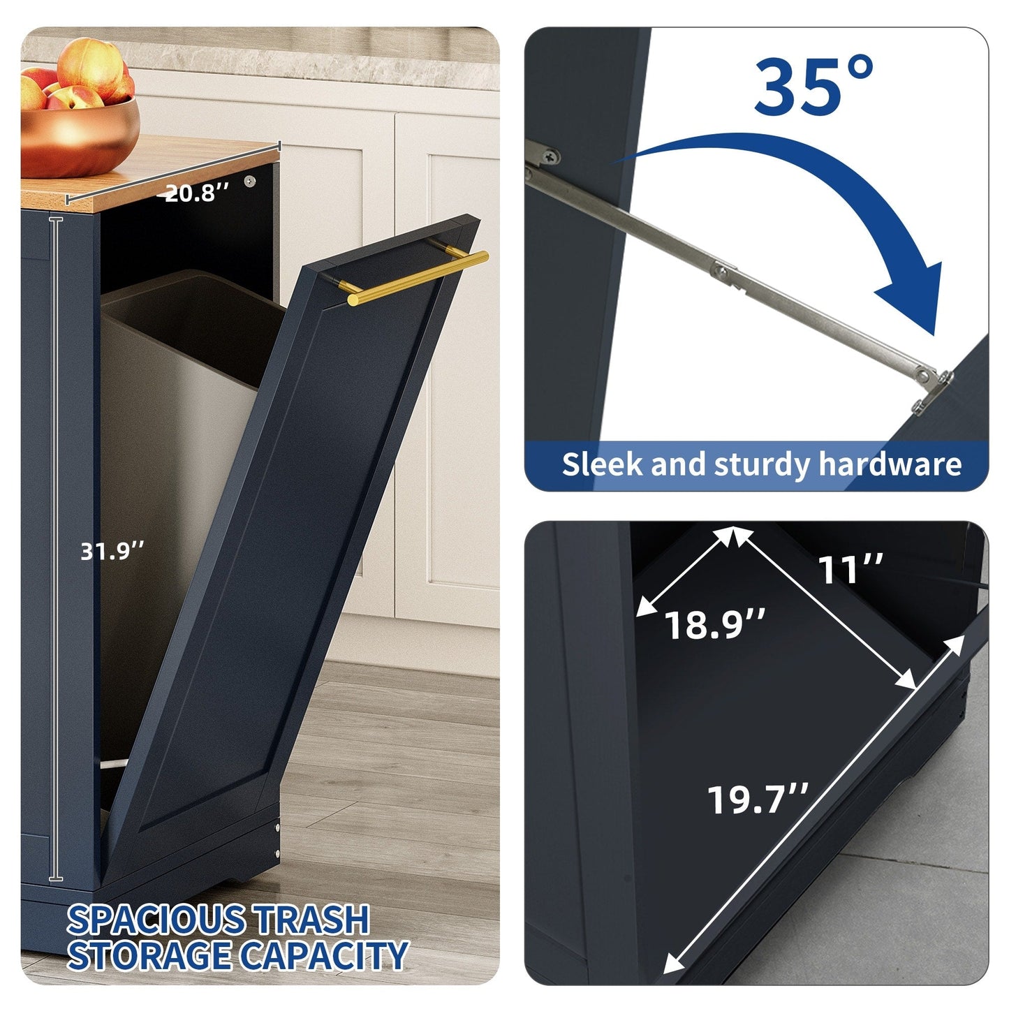 Carrello da cucina portatile con isola mobile da cucina Moasis da 53 pollici