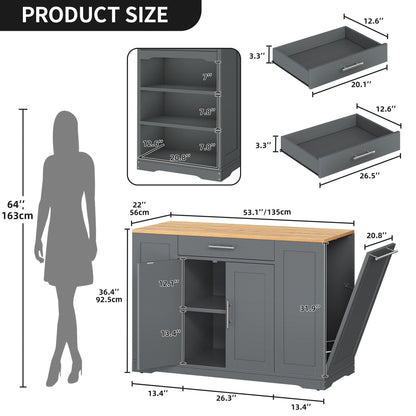 Carrello da cucina portatile con isola mobile da cucina Moasis da 53 pollici