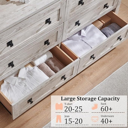 Cassettiera in stile rustico con 6 cassetti, mobile porta TV in legno, cassettiera