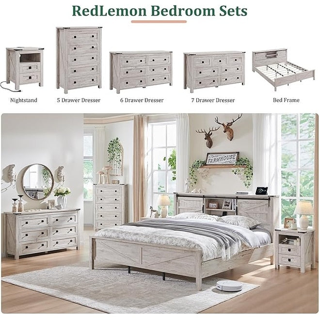 Cassettiera in stile rustico con 6 cassetti, mobile porta TV in legno, cassettiera