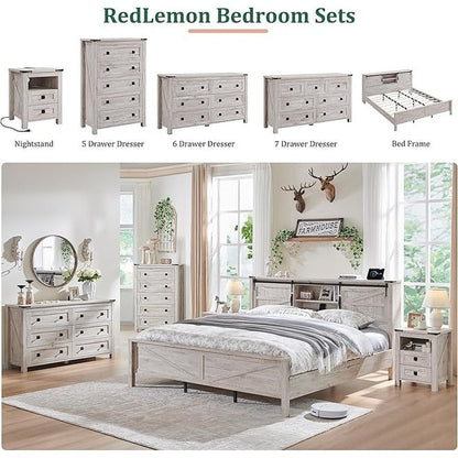 Cassettiera in stile rustico con 6 cassetti, mobile porta TV in legno, cassettiera