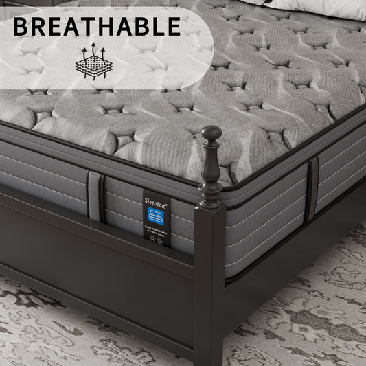 Materasso ibrido medio Modland da 14 pollici, Euro Top - Schiume ignifughe CertiPUR-US per il sollievo dal mal di schiena, Twin/Full/Queen/King