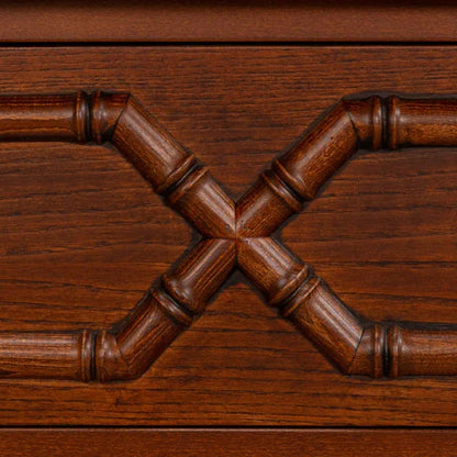 Comò in bambù con piano in porcellana nera