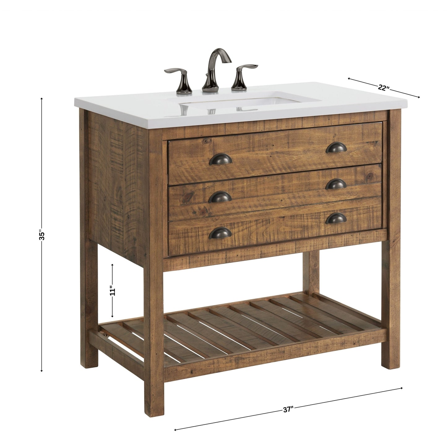 Mobile bagno singolo Monterey 37 Farmhouse con piano