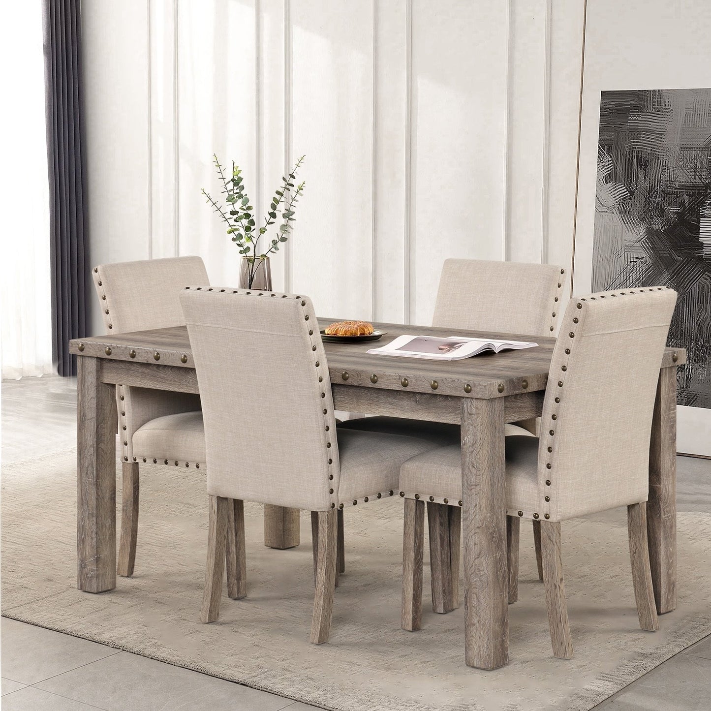 Set da pranzo Morden Fort Farmhouse con tavolo rettangolare e sedia, 5 pezzi