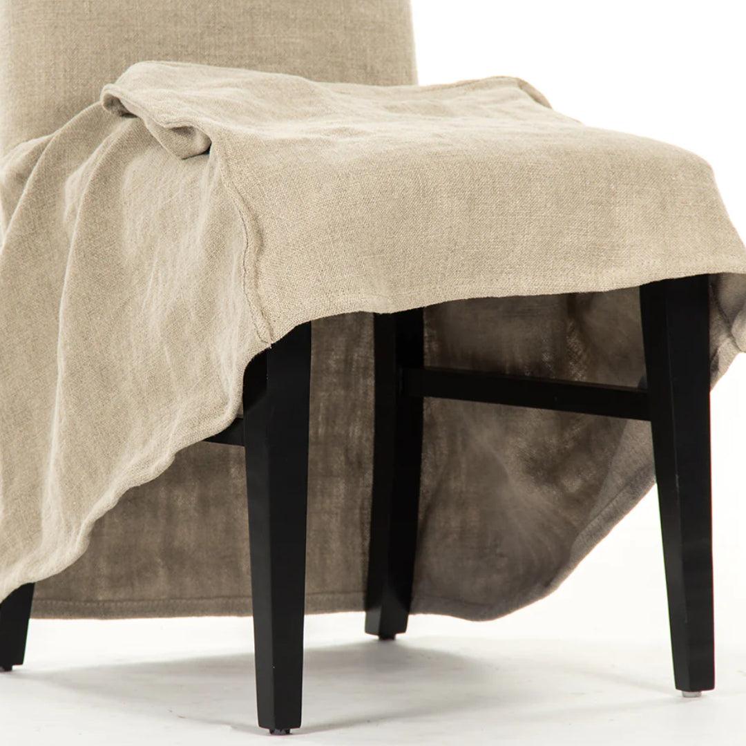 Sedia da pranzo laterale in lino naturale