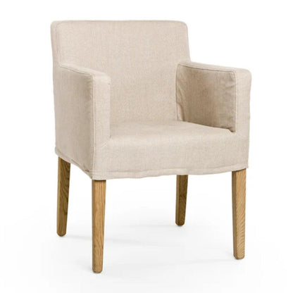 Sedia rivestita in lino naturale