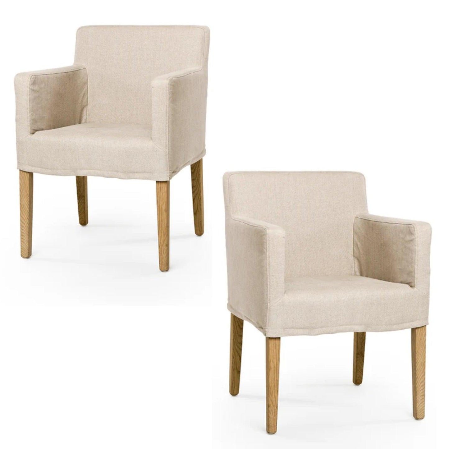 Sedia rivestita in lino naturale