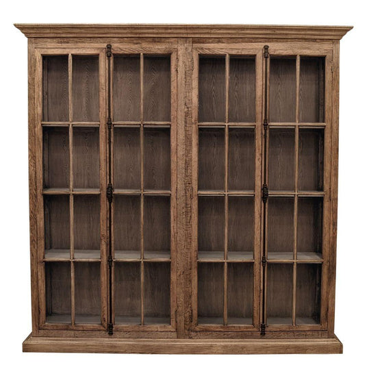 Libreria a quattro ante in vetro di rovere naturale