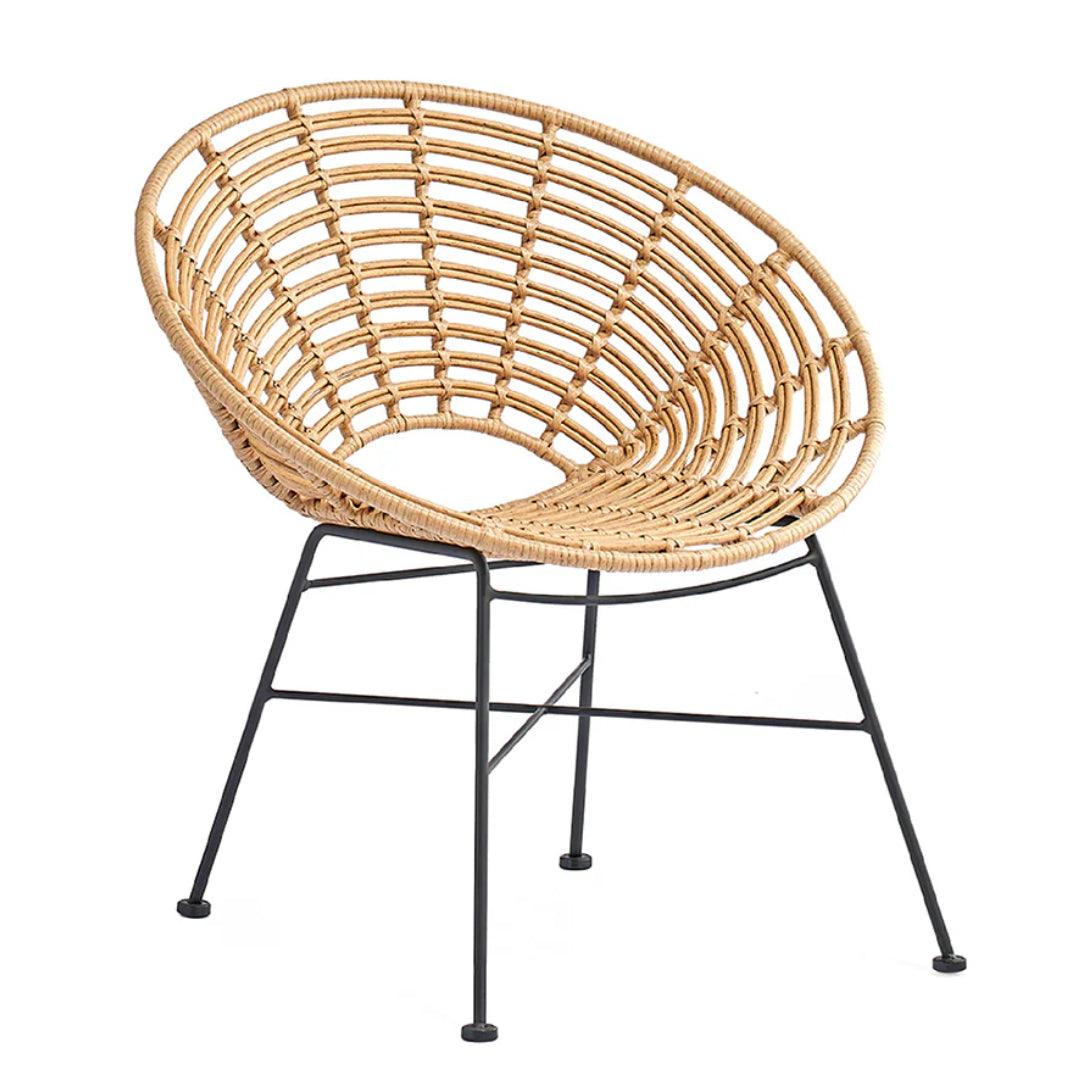 Sedia arrotondata in rattan naturale - Set di 2