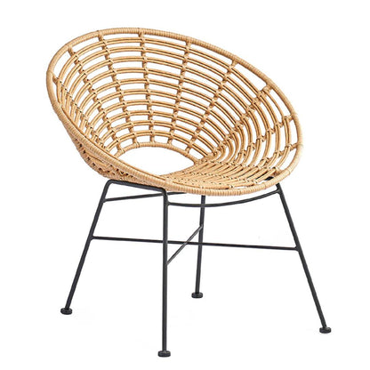 Sedia arrotondata in rattan naturale - Set di 2