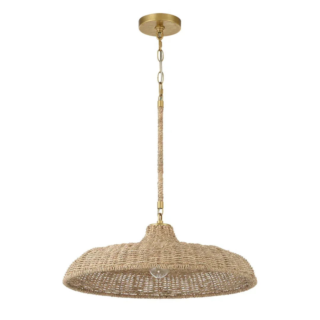 Lampadario con paralume in rattan naturale