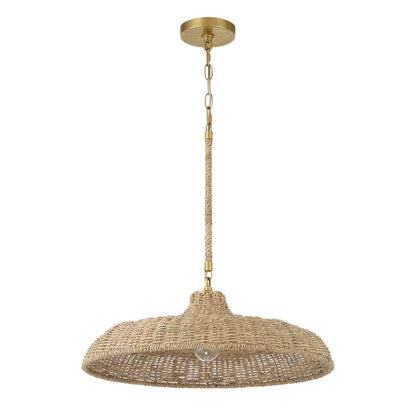 Lampadario con paralume in rattan naturale