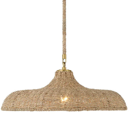 Lampadario con paralume in rattan naturale