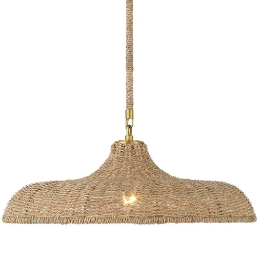 Lampadario con paralume in rattan naturale