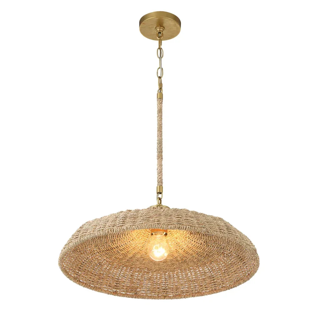 Lampadario con paralume in rattan naturale