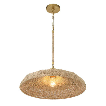 Lampadario con paralume in rattan naturale