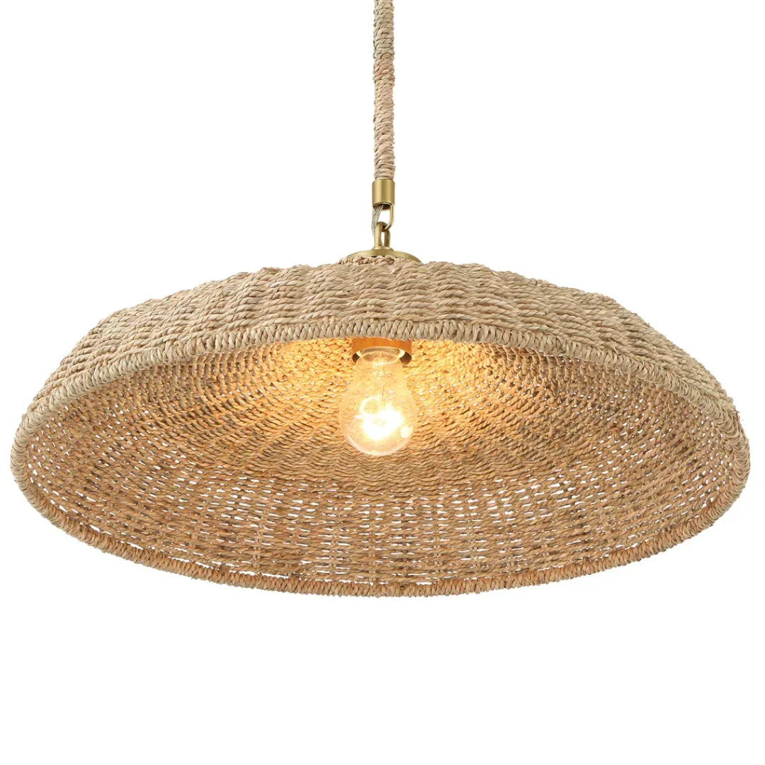 Lampadario con paralume in rattan naturale