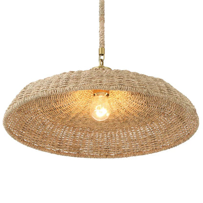 Lampadario con paralume in rattan naturale