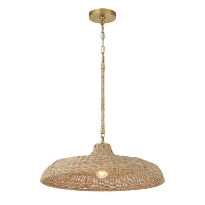 Lampadario con paralume in rattan naturale