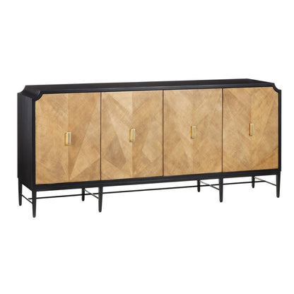 Credenza con dettagli in ottone e legno naturale