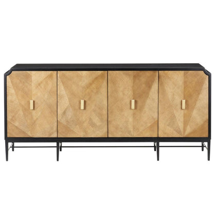 Credenza con dettagli in ottone e legno naturale