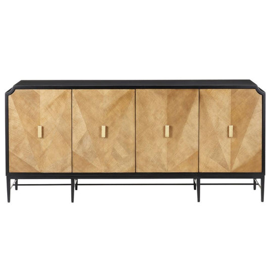 Credenza con dettagli in ottone e legno naturale