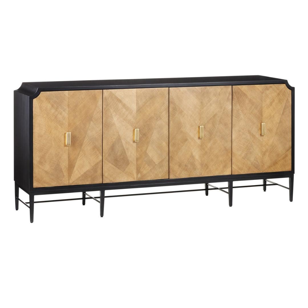 Credenza con dettagli in ottone e legno naturale