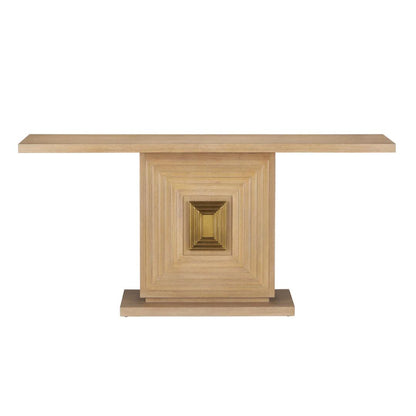 Tavolo consolle in legno con illusione geometrica