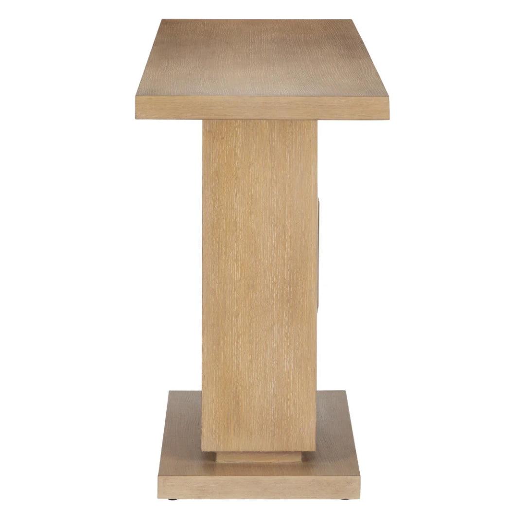 Tavolo consolle in legno con illusione geometrica