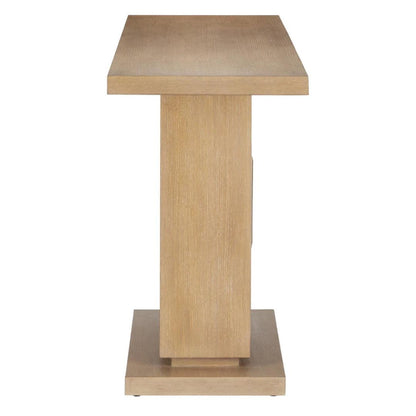 Tavolo consolle in legno con illusione geometrica