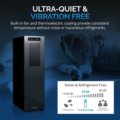 Frigorifero per vino Newair Shadow-T Series, doppia zona di temperatura per 18 bottiglie, indipendente, termoelettrico, controllo digitale