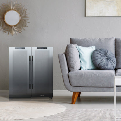 Frigorifero per vino e bevande Newair, 18 bottiglie e 59 lattine, doppia zona di temperatura, indipendente, controllo digitale della temperatura