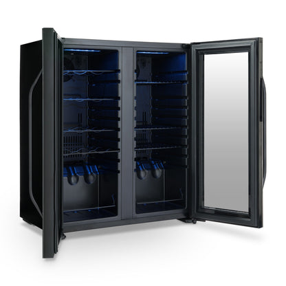 Frigorifero per vino e bevande Newair, 18 bottiglie e 59 lattine, doppia zona di temperatura, indipendente, controllo digitale della temperatura