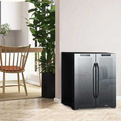 Frigorifero per vino e bevande Newair, 18 bottiglie e 59 lattine, doppia zona di temperatura, indipendente, controllo digitale della temperatura