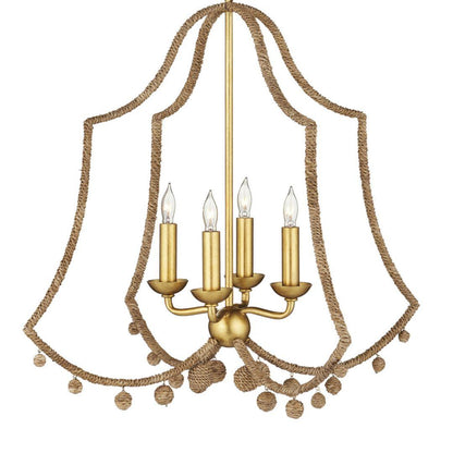 Lampadario con corda in foglia d'oro