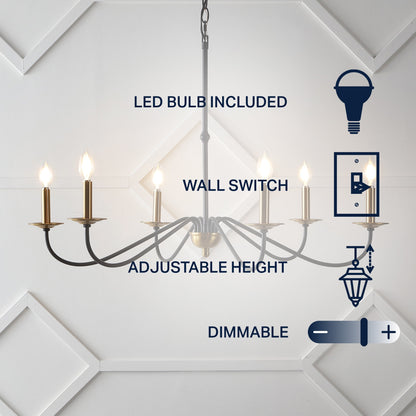 Lampadario a LED in ferro a 6 luci da 34,75 pollici, di JONATHAN Y