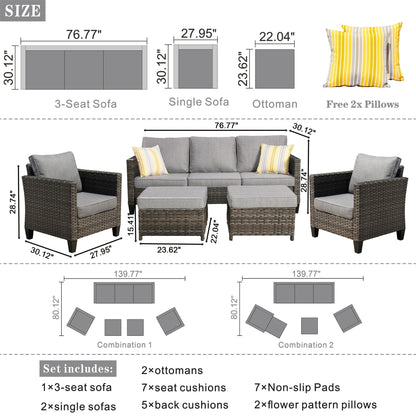 Set di 5 mobili da giardino in vimini con schienale alto OVIOS