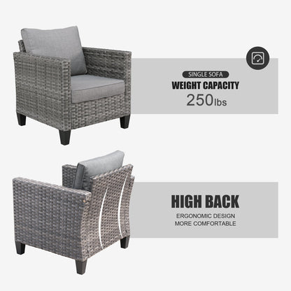 Set di 5 mobili da giardino in vimini con schienale alto OVIOS