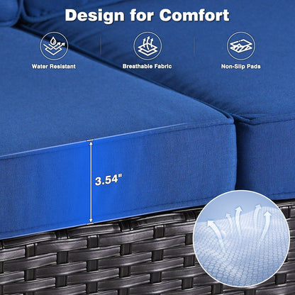 Set da conversazione OVIOS da 5 pezzi con schienale alto in vimini per patio