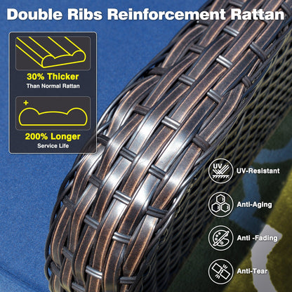 Set da conversazione OVIOS da 5 pezzi con schienale alto in vimini per patio