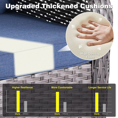 Set da conversazione OVIOS da 5 pezzi con schienale alto in vimini per patio