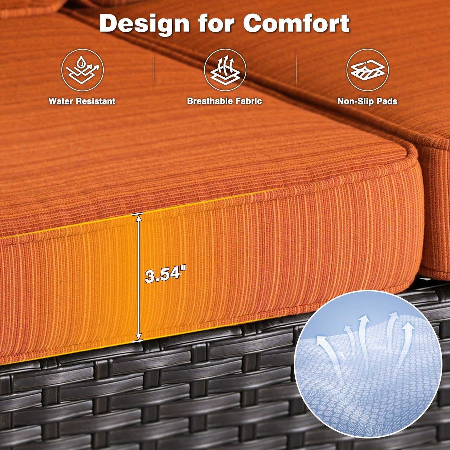 Set da conversazione OVIOS da 5 pezzi con schienale alto in vimini per patio