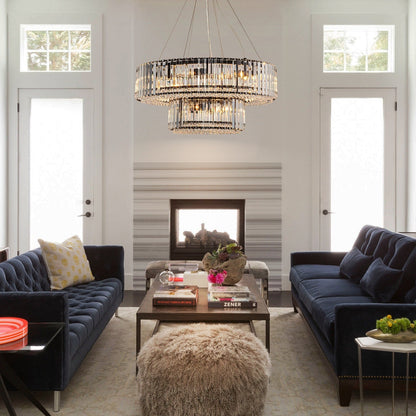 Lampadario moderno rotondo in cristallo OYIPRO da 6/8/12 luci a forma di tamburo per isola cucina