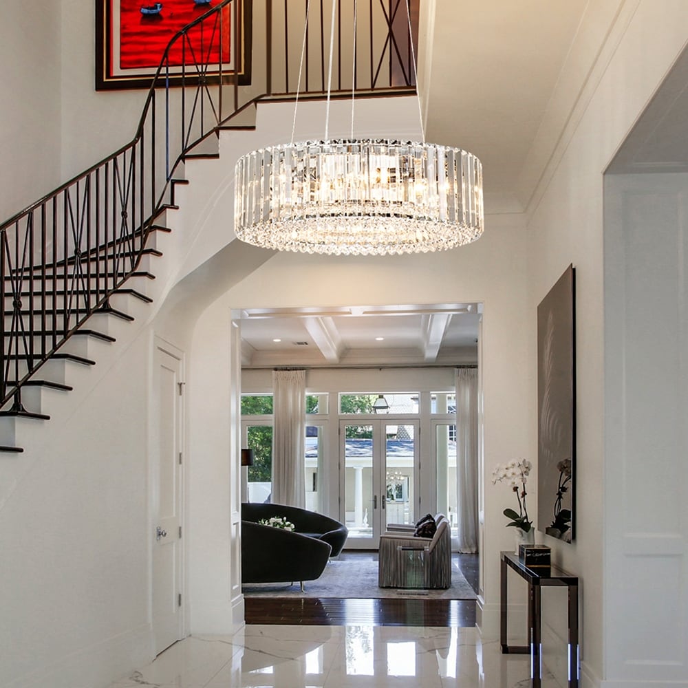 Lampadario moderno rotondo in cristallo OYIPRO da 6/8/12 luci a forma di tamburo per isola cucina