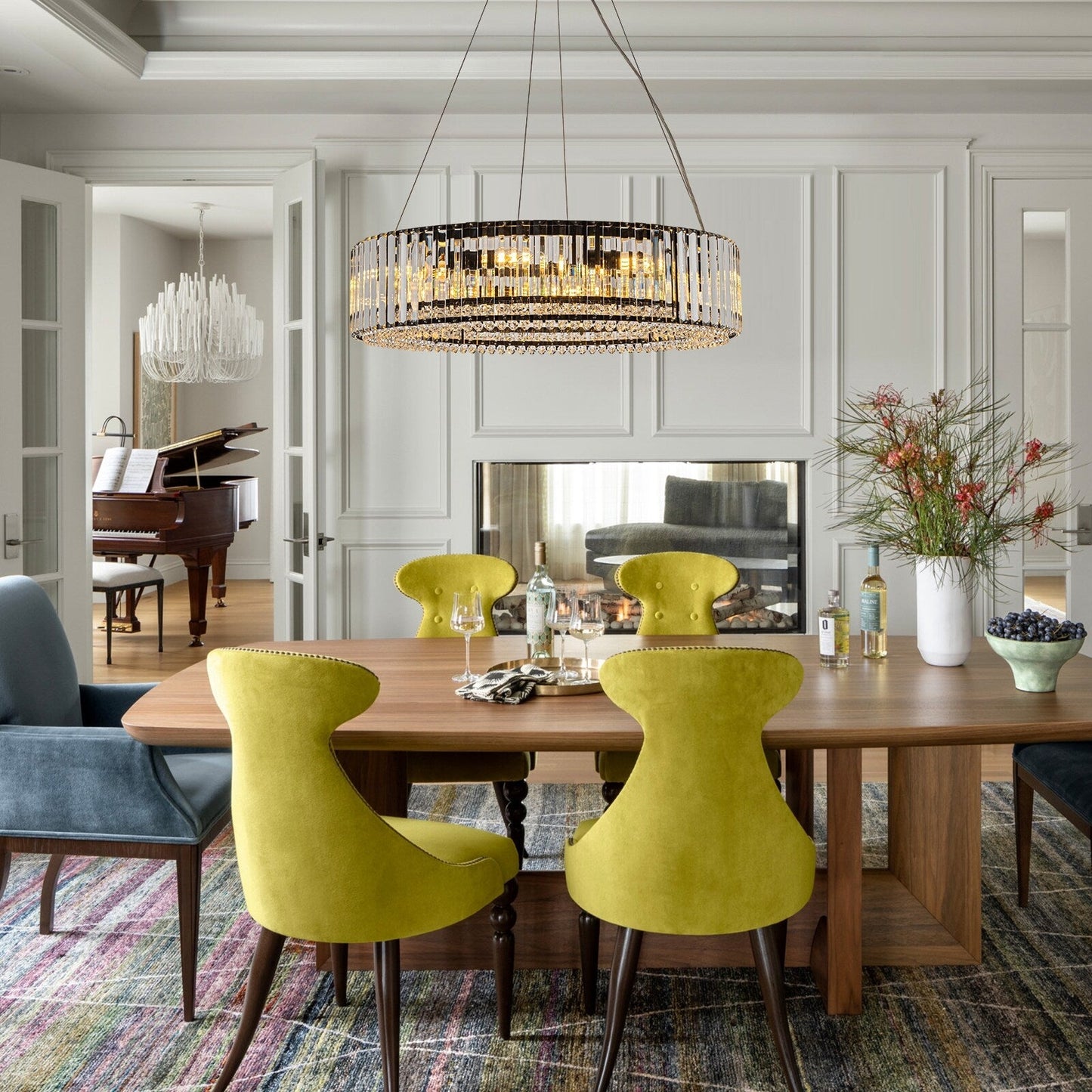 Lampadario moderno rotondo in cristallo OYIPRO da 6/8/12 luci a forma di tamburo per isola cucina