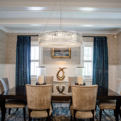 Lampadario moderno rotondo in cristallo OYIPRO da 6/8/12 luci a forma di tamburo per isola cucina