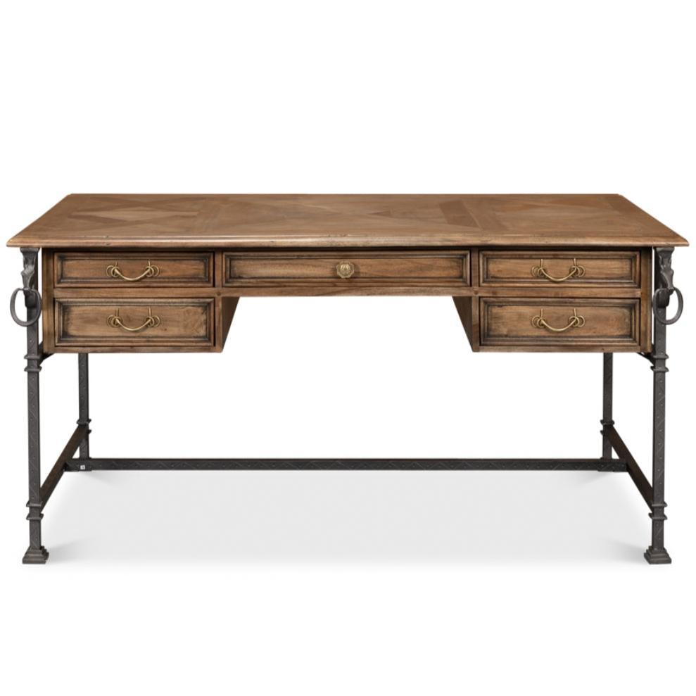 Scrivania rustica in legno e ferro "Steed"
